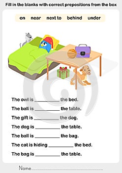 Fill in the blanks with correct prepositions