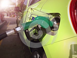 Fill the machine with fuel or car refueling at petrol station