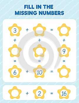 Fill in the missing numbers.