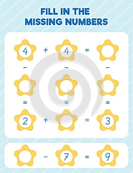 Fill in the missing numbers.