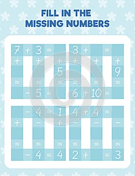 Fill in the missing numbers.