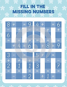 Fill in the missing numbers.