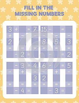 Fill in the missing numbers.