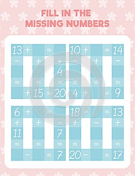 Fill in the missing numbers.