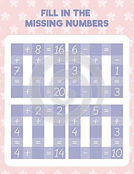 Fill in the missing numbers.