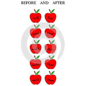 Fill in the missing numbers. Before and after.