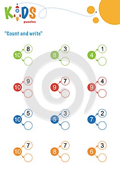 Fill in the missing numbers. Counting worksheet.