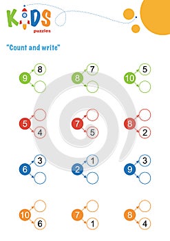 Fill in the missing numbers. Counting worksheet.