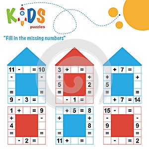 Fill in the missing numbers. Easy colorful math crossword puzzles