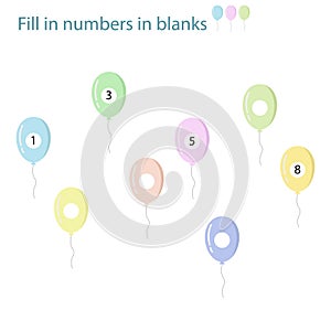 Fill number in the blanks with a number in ballon.