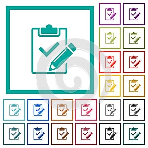 Fill out checklist flat color icons with quadrant frames photo