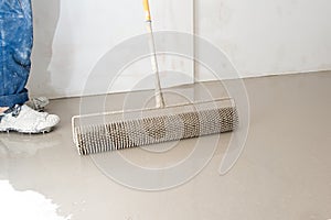 Fill screed floor repair and furnish