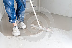 Fill screed floor repair and furnish