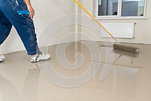 Fill screed floor repair and furnish