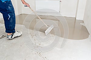 Fill screed floor repair and furnish