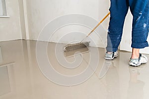 Fill screed floor repair and furnish.