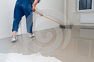 Fill screed floor repair and furnish