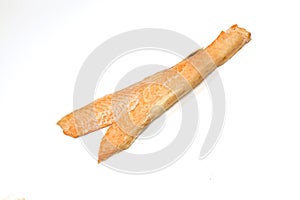 Fille of smoked salmon in a white background photo