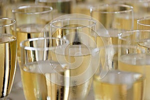 Filled champagne glasses