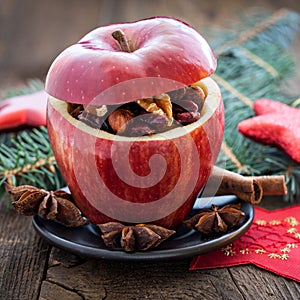 Filled christmas apple