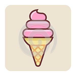 Filled color outline icon for softy cone.