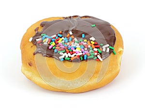 Filled donut with chocolate icing and sprinkles