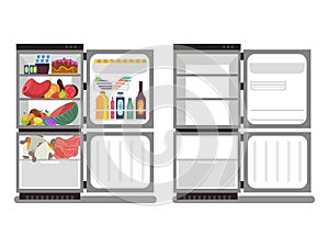 Filled with food and empty refrigerators vector