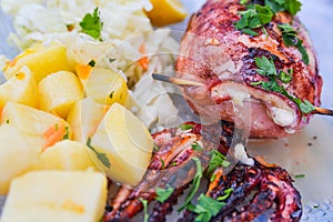 Filled grilled squid