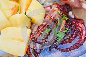 Filled grilled squid