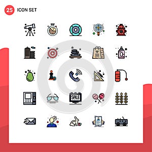 Filled line Flat Color Pack of 25 Universal Symbols of focus, seo, data scince, search, ui photo