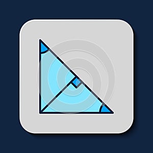 Filled outline Angle bisector of a triangle icon isolated on blue background. Vector