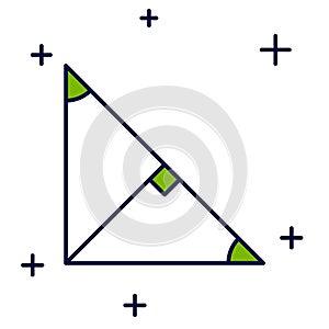 Filled outline Angle bisector of a triangle icon isolated on white background. Vector
