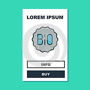 Filled outline Banner, label, tag, logo for bio green healthy food icon isolated on turquoise background. Organic