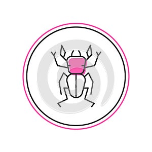 Filled outline Beetle deer icon isolated on white background. Horned beetle. Big insect. Vector