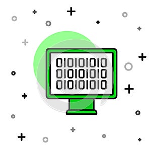 Filled outline Binary code icon isolated on white background. Vector