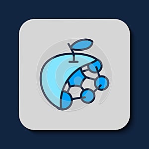 Filled outline Biological structure icon isolated on blue background. Genetically modified organism and food. Vector