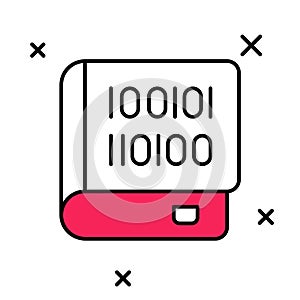 Filled outline Books about programming icon isolated on white background. Programming language concept. PHP, CSS, XML