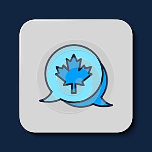 Filled outline Canadian maple leaf icon isolated on blue background. Canada symbol maple leaf. Vector