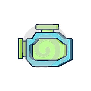 Filled outline Check engine icon isolated on white background. Flat filled outline style with shadow. Vector