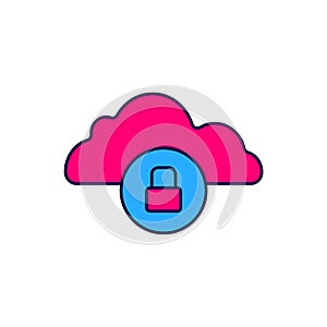 Filled outline Cloud computing lock icon isolated on white background. Security, safety, protection concept. Protection