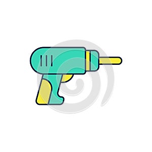 Filled outline Electric drill machine icon isolated on white background. Repair tool. Vector