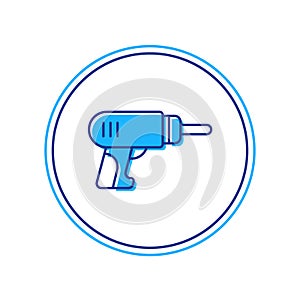 Filled outline Electric drill machine icon isolated on white background. Repair tool. Vector
