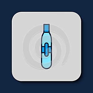 Filled outline Electronic cigarette icon isolated on blue background. Vape smoking tool. Vaporizer Device. Vector