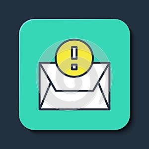 Filled outline Envelope icon isolated on blue background. Received message concept. New, email incoming message, sms