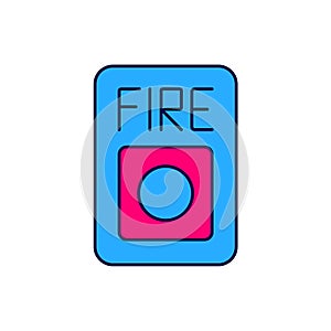 Filled outline Fire alarm system icon isolated on white background. Pull danger fire safety box. Vector