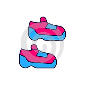 Filled outline Fitness sneakers shoes for training, running icon isolated on white background. Sport shoes. Vector