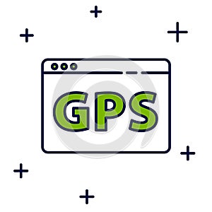 Filled outline Gps device with map icon isolated on white background. Vector