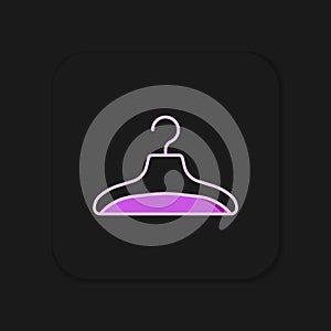 Filled outline Hanger wardrobe icon isolated on black background. Cloakroom icon. Clothes service symbol. Laundry hanger photo