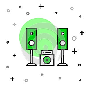 Filled outline Home stereo with two speaker s icon isolated on white background. Music system. Vector