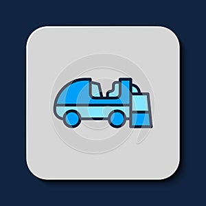 Filled outline Ice resurfacer icon isolated on blue background. Ice resurfacing machine on rink. Cleaner for ice rink